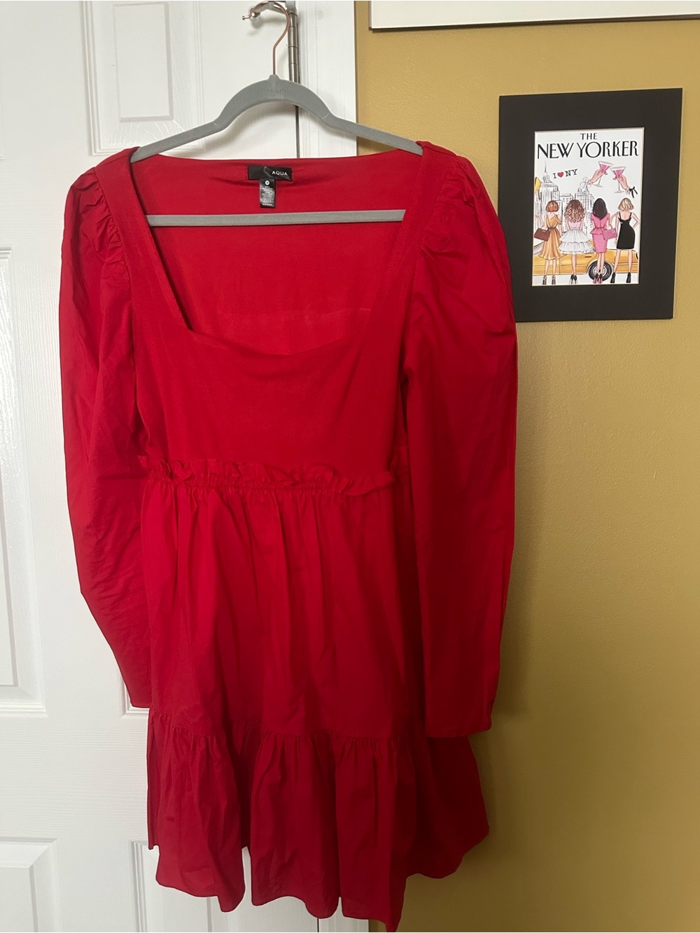 AQUA Red Midi Dress